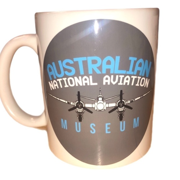 AVIATION coffee Mug. Australian National Aviation Museum. White grey blue logo - Picture 3 of 6